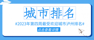 2023年3月第4周最受欢迎城市排名——泸州位居全国第119